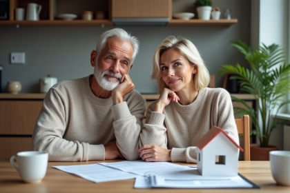 Couple d'adultes réfléchissant avec documents immobiliers