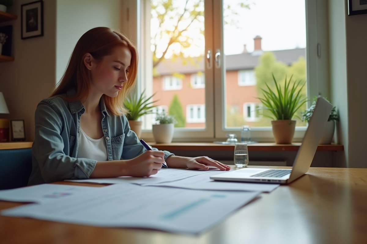 Personne remplissant un formulaire administratif à la maison